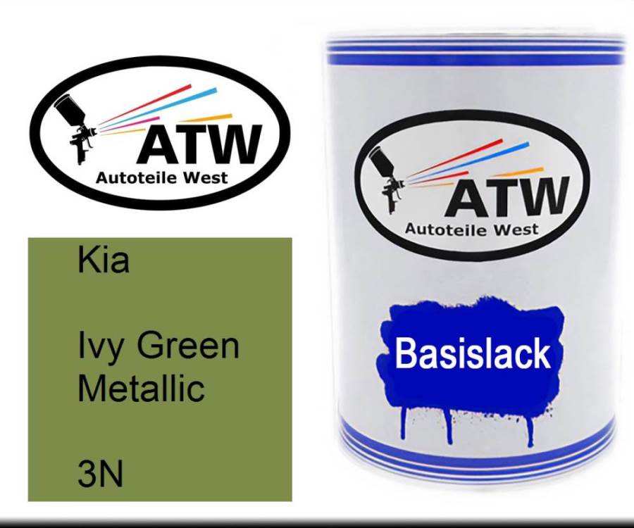 Kia, Ivy Green Metallic, 3N: 500ml Lackdose, von ATW Autoteile West.